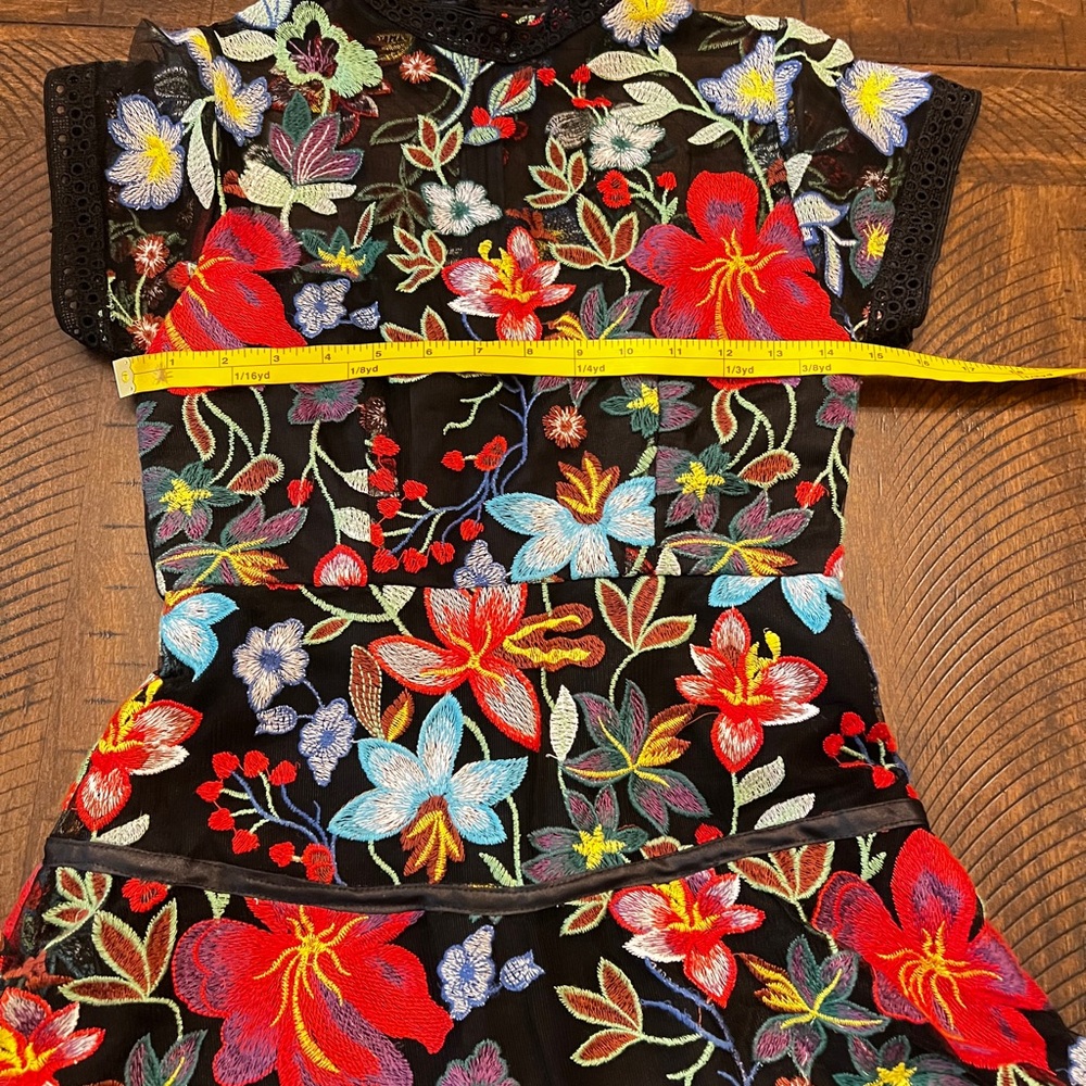 ANTHROPOLOGIE VONE JANINE Floral Embroidered Black MIDI Dress - Picture 9 of 11